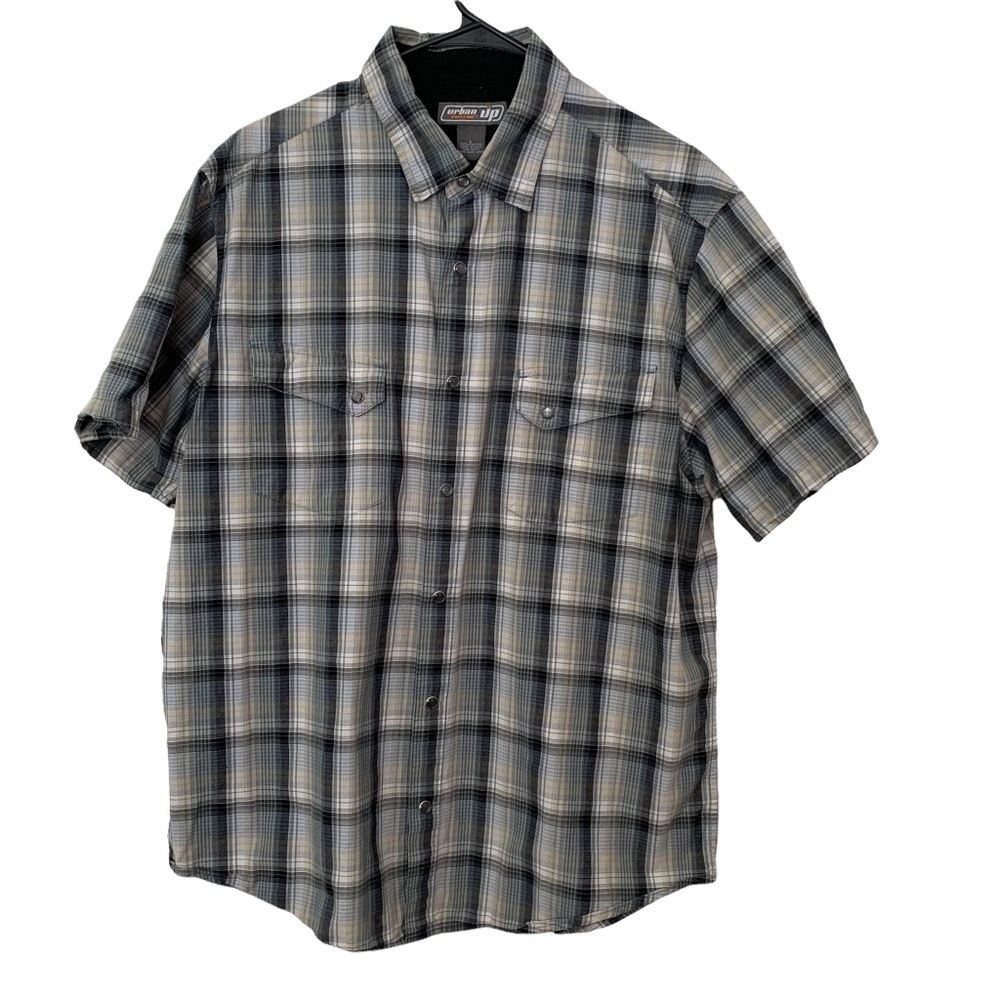 Urban Pipeline Large Short Sleeve Plaid Shirt Snap Buttons